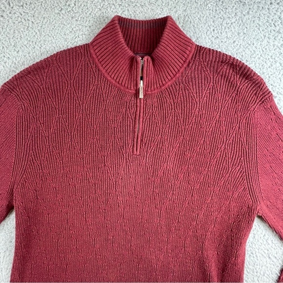 Tommy Bahama Sweater Mens XL Dark Maroon Quarter Zip Long Sleeve - Picture 3 of 9